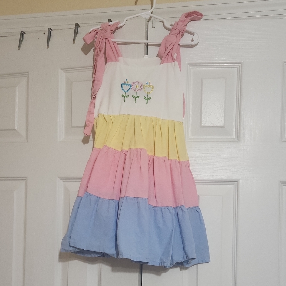 Colorful Kids Dress with Floral Embroidery